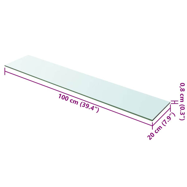 vidaXL Glass Shelf Clear 100x20 cm