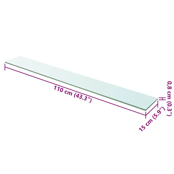 vidaXL Glass Shelf Transparent 110x15 cm