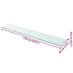 vidaXL Shelf Board Glass Transparent 110 cm x 20 cm