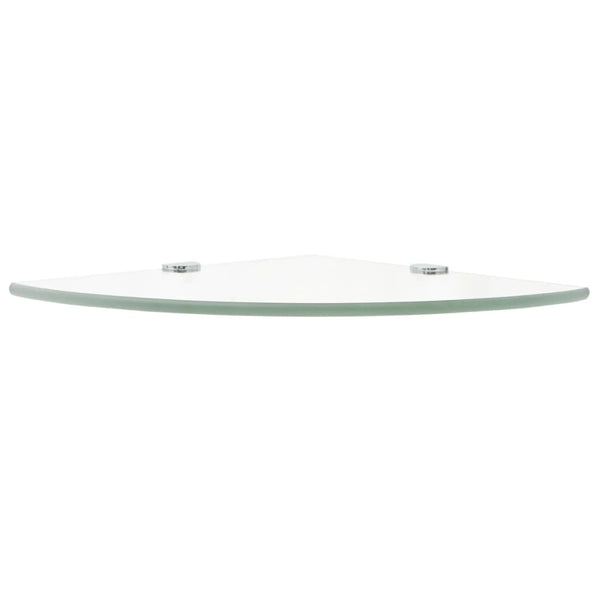 vidaXL Corner Shelf with Chrome Brackets Glass Transparent 25x25 cm