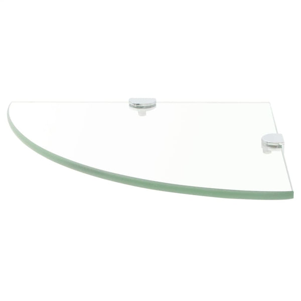 vidaXL Corner Shelf with Chrome Brackets Glass Transparent 35x35 cm
