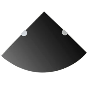 vidaXL Corner Shelf with Chrome Brackets Glass Black 25x25 cm