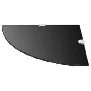 vidaXL Corner Shelf with Chrome Brackets Glass Black 25x25 cm