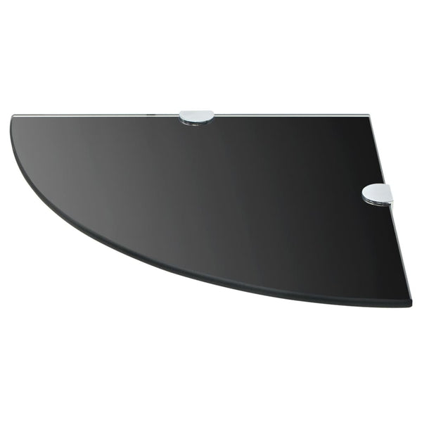 vidaXL Corner Shelf with Chrome Brackets Glass Black 25x25 cm