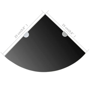 vidaXL Corner Shelf with Chrome Brackets Glass Black 25x25 cm