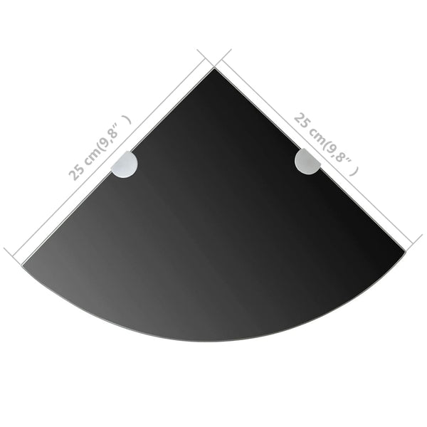vidaXL Corner Shelf with Chrome Brackets Glass Black 25x25 cm