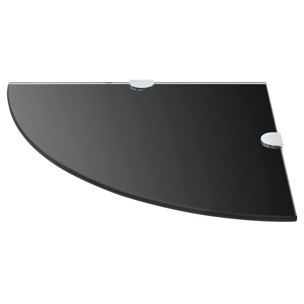vidaXL Corner Shelf with Chrome Brackets Glass Black 35 x 35 cm