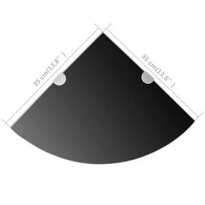 vidaXL Corner Shelf with Chrome Brackets Glass Black 35 x 35 cm