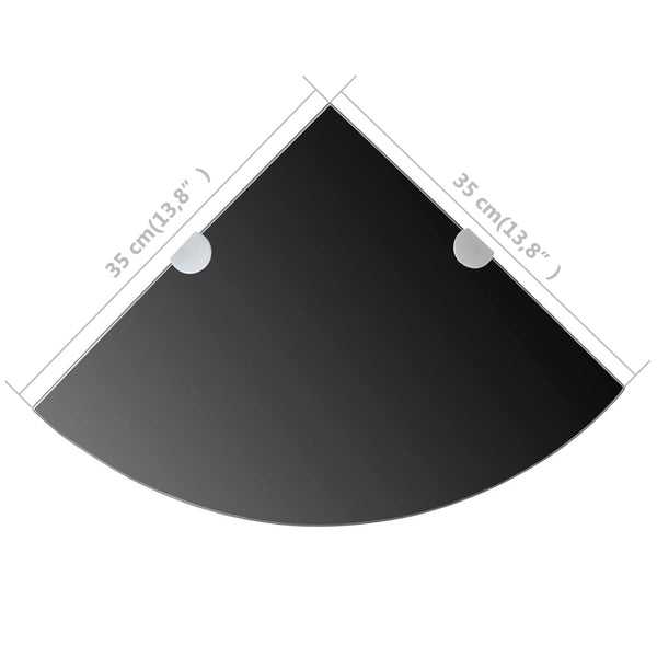 vidaXL Corner Shelf with Chrome Brackets Glass Black 35 x 35 cm