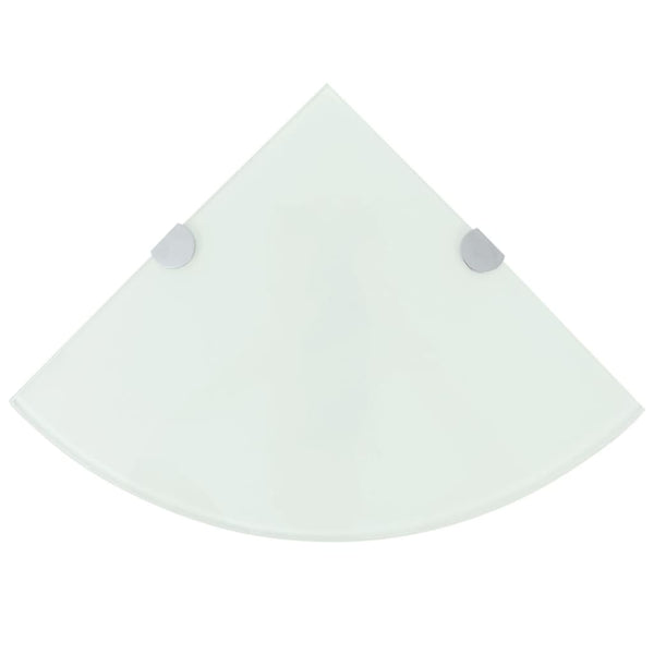vidaXL Corner Shelf with Chrome Brackets Glass White 25x25 cm