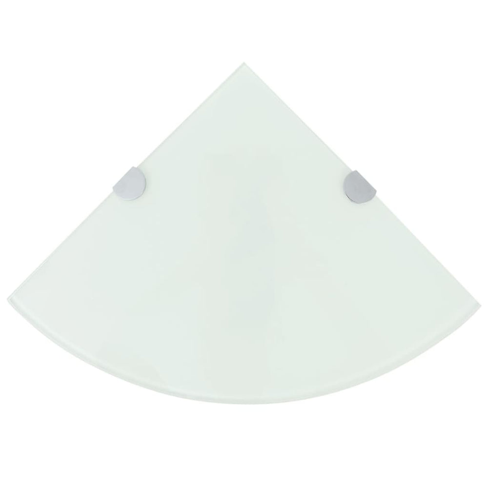 vidaXL Corner Shelf with Chrome Brackets Glass White 25x25 cm