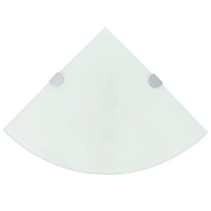 vidaXL Corner Shelf with Chrome Brackets Glass White 35x35 cm