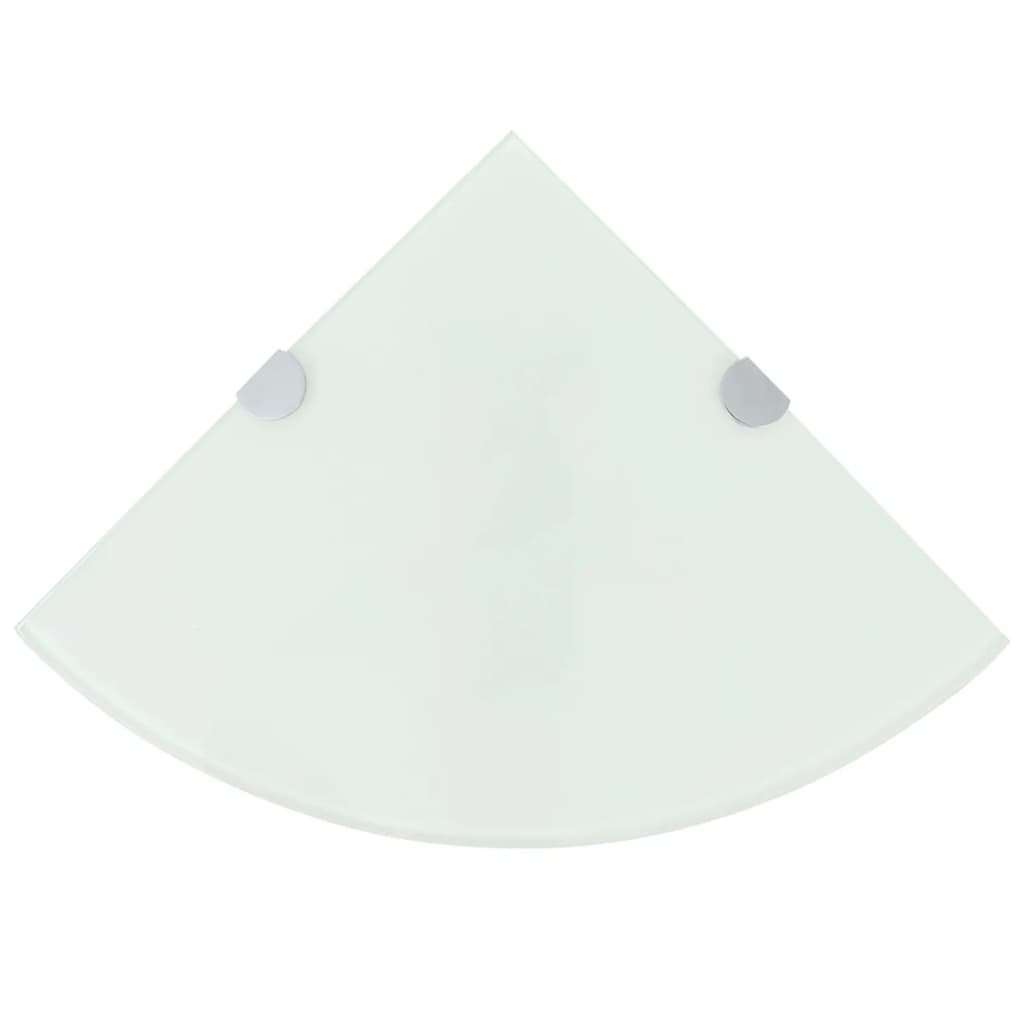 vidaXL Corner Shelf with Chrome Brackets Glass White 35x35 cm