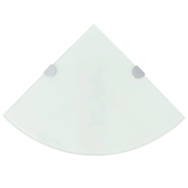 vidaXL Corner Shelf with Chrome Brackets Glass White 35x35 cm