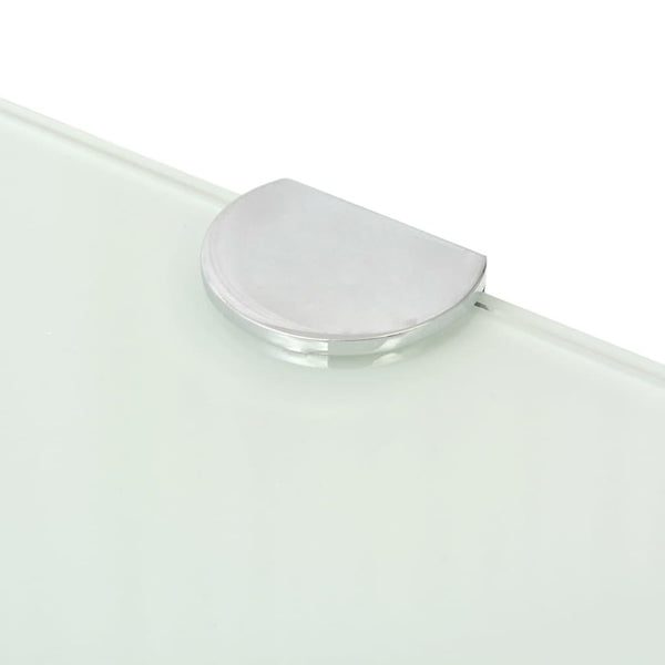 vidaXL Corner Shelf with Chrome Brackets Glass White 35x35 cm
