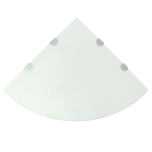 vidaXL Corner Shelf with Chrome Brackets Glass White 45x45 cm