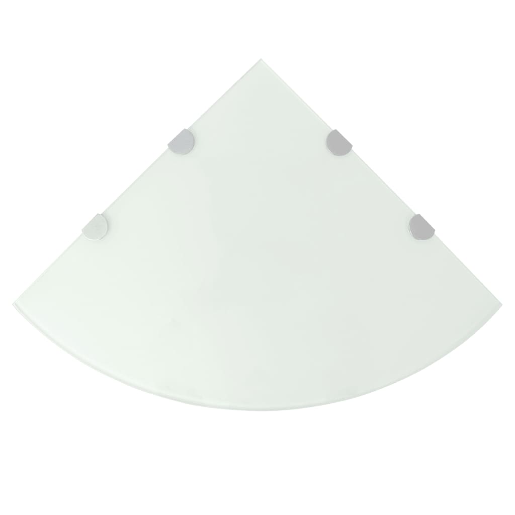 vidaXL Corner Shelf with Chrome Brackets Glass White 45x45 cm