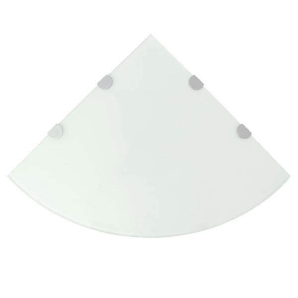 vidaXL Corner Shelf with Chrome Brackets Glass White 45x45 cm