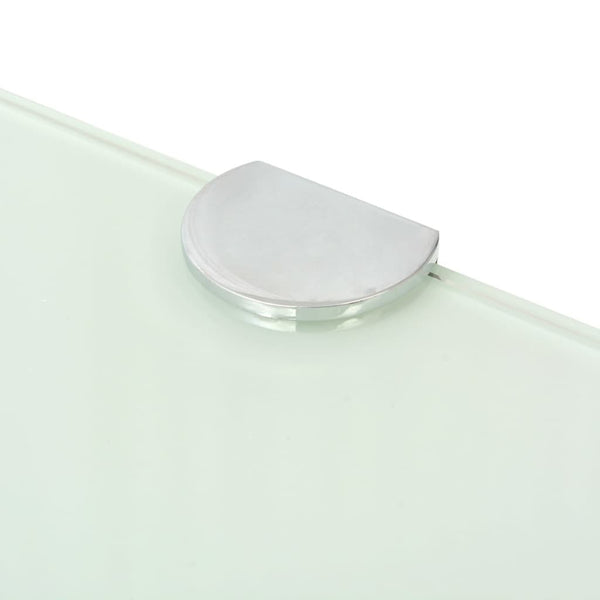 vidaXL Corner Shelf with Chrome Brackets Glass White 45x45 cm