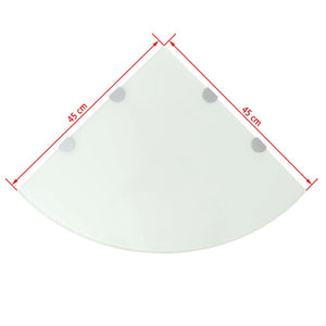 vidaXL Corner Shelf with Chrome Brackets Glass White 45x45 cm