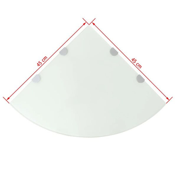 vidaXL Corner Shelf with Chrome Brackets Glass White 45x45 cm