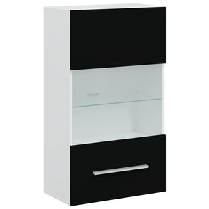 vidaXL Five-Piece Wall Unit TV Cabinet with LED Lighting Black