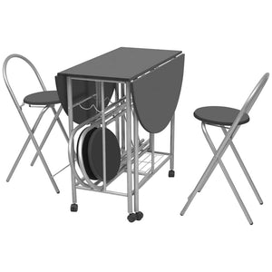 vidaXL Foldable Dining Table Five-Piece MDF Black