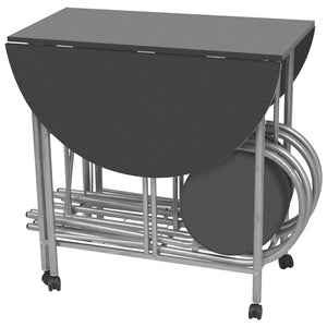 vidaXL Foldable Dining Table Five-Piece MDF Black