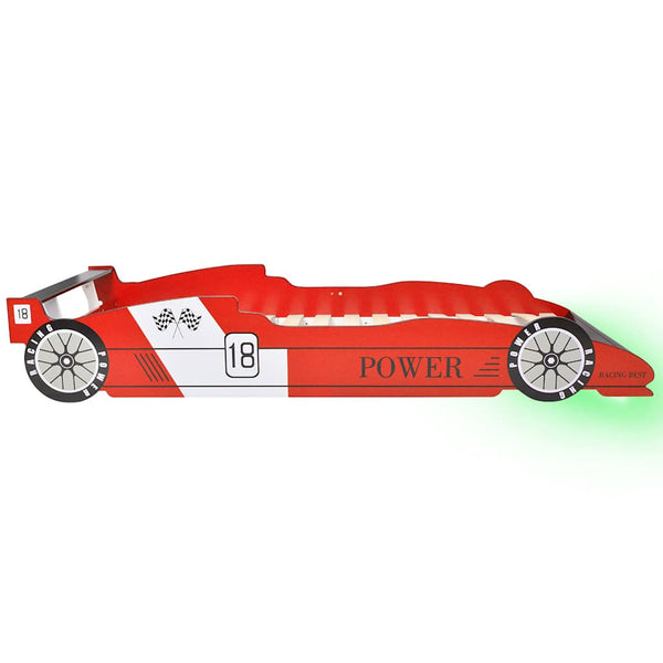 vidaXL Kids' Car-Shaped LED Bed 90 x 200 cm Red