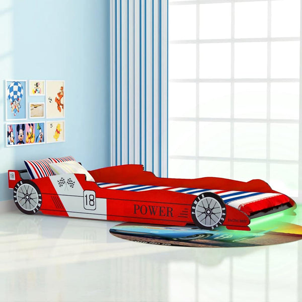 vidaXL Kids' Car-Shaped LED Bed 90 x 200 cm Red