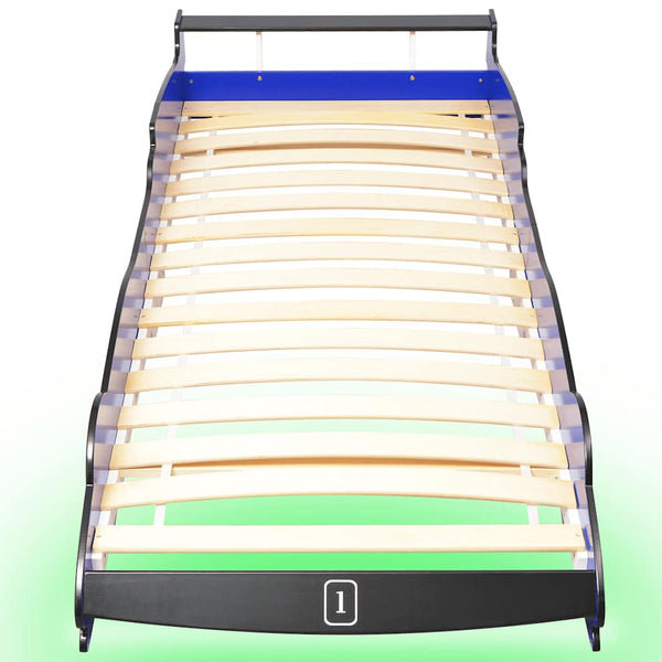 vidaXL Kids Car Bed with LED, Racing Car Design 90 x 200 cm Blue