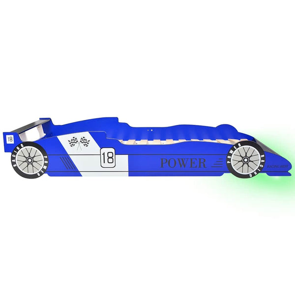 vidaXL Kids Car Bed with LED, Racing Car Design 90 x 200 cm Blue