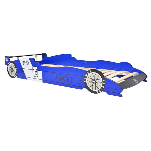 vidaXL Kids Car Bed with LED, Racing Car Design 90 x 200 cm Blue