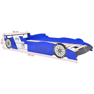 vidaXL Kids Car Bed with LED, Racing Car Design 90 x 200 cm Blue