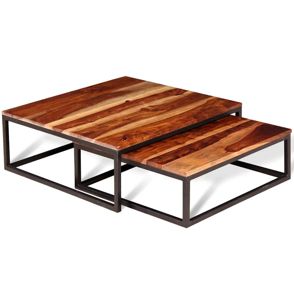 vidaXL 2-piece Nesting Table Set Solid Acacia Wood