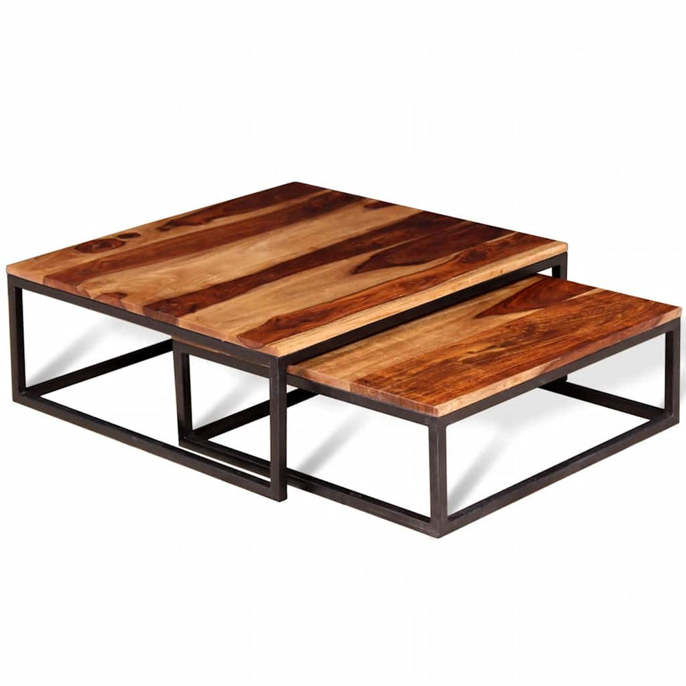 vidaXL 2-piece Nesting Table Set Solid Acacia Wood