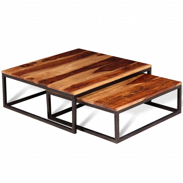 vidaXL 2-piece Nesting Table Set Solid Acacia Wood