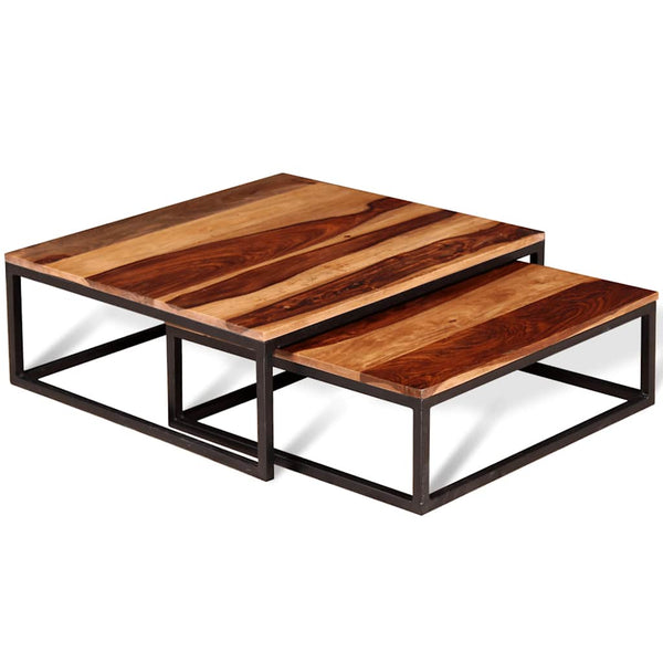 vidaXL 2-piece Nesting Table Set Solid Acacia Wood