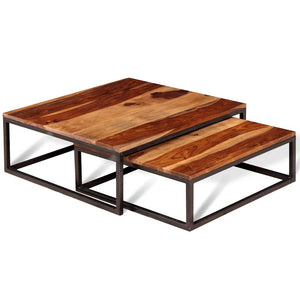 vidaXL 2-piece Nesting Table Set Solid Acacia Wood