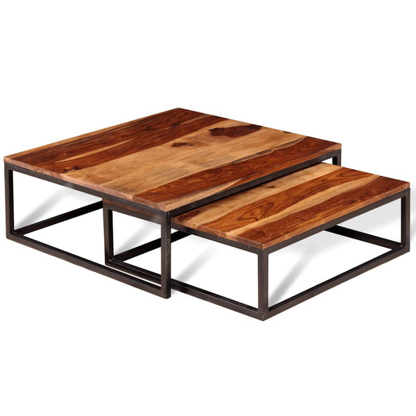 vidaXL 2-piece Nesting Table Set Solid Acacia Wood