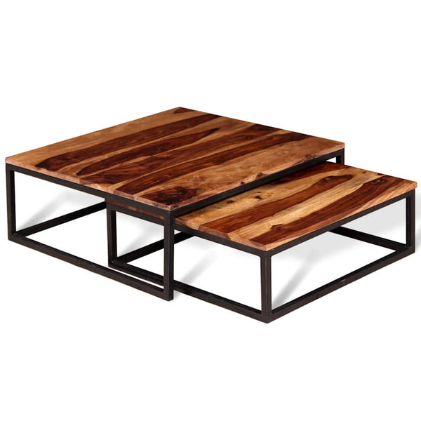 vidaXL 2-piece Nesting Table Set Solid Acacia Wood