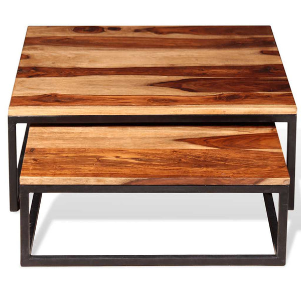 vidaXL 2-piece Nesting Table Set Solid Acacia Wood
