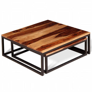 vidaXL 2-piece Nesting Table Set Solid Acacia Wood