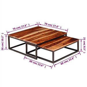 vidaXL 2-piece Nesting Table Set Solid Acacia Wood