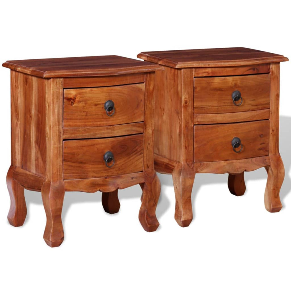 vidaXL Bedside Cabinets with Drawers 2 pcs Solid Acacia Wood