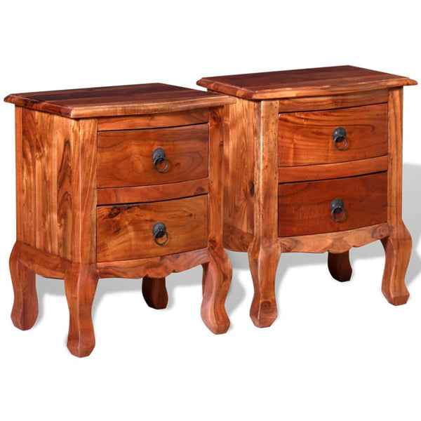 vidaXL Bedside Cabinets with Drawers 2 pcs Solid Acacia Wood