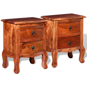 vidaXL Bedside Cabinets with Drawers 2 pcs Solid Acacia Wood