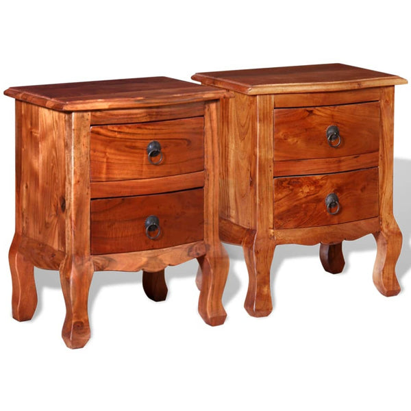 vidaXL Bedside Cabinets with Drawers 2 pcs Solid Acacia Wood