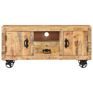 vidaXL TV Cabinet Rough Mango Wood 110x30x50 cm