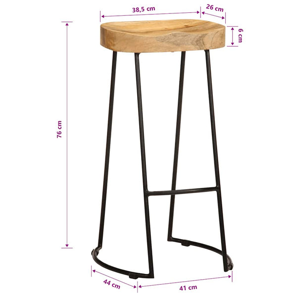 vidaXL Bar Stools 2 pcs Solid Mango Wood
